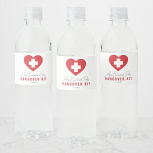 Röda hjärta Kors Hangover Kit vattenflasketiketter Vattenflaskor Etikett
