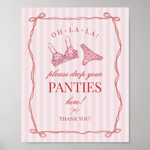 Röda hjärta Lingerie Snygga trosor tack Poster