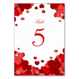 Röda hjärtan, Alla hjärtans dag, Bröllop, Anpassad Bordsnummer