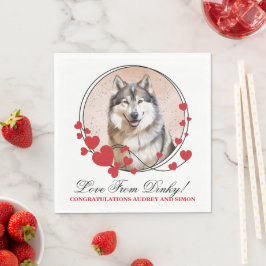 Röda Hjärtan Alla Hjärtans Dag Bröllop Hund Foto Pappersservett