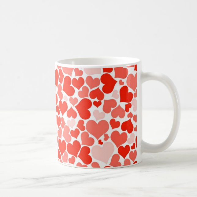 Röda Hjärtan Bakgrund Kaffemugg (Höger)