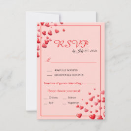Röda Hjärtan Bröllop RSVP-kort OSA Kort