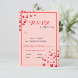 Röda Hjärtan Bröllop RSVP-kort OSA Kort