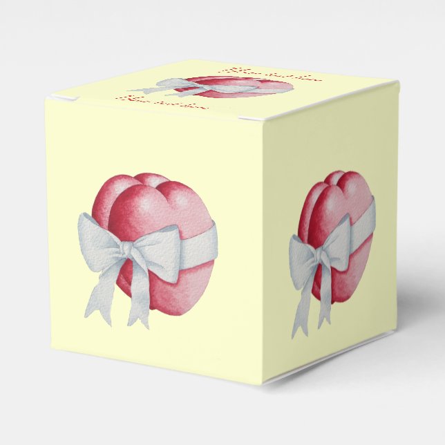 röda hjärtan bundna med vita band för bröllop presentaskar (Framsidan Sidan)