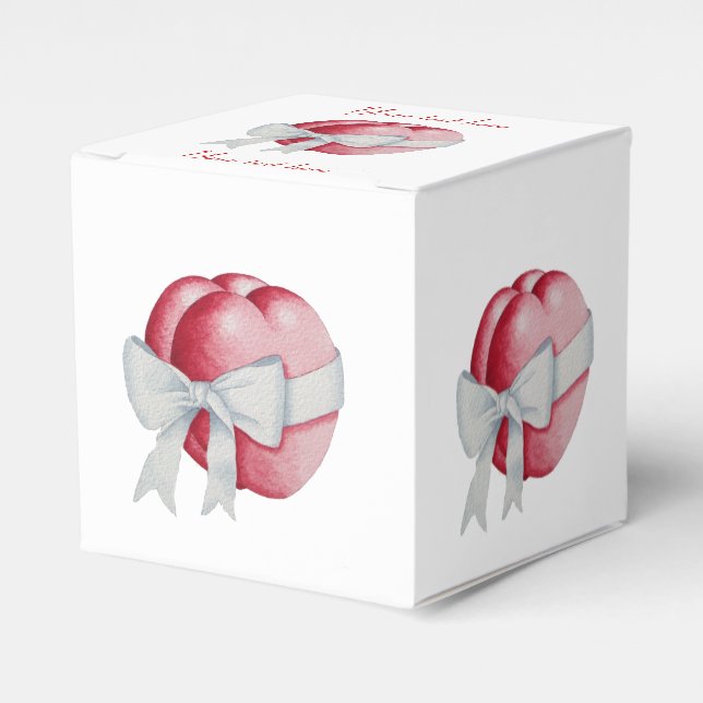 röda hjärtan bundna med vitt band för bröllop presentaskar (Framsidan Sidan)