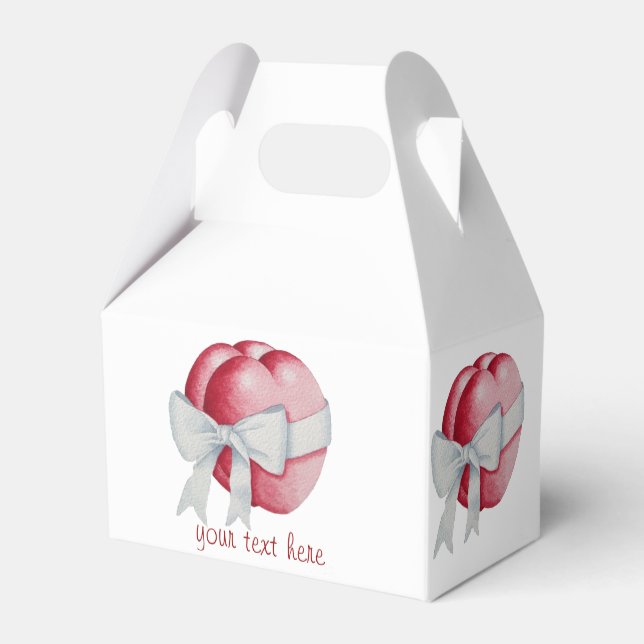 röda hjärtan bundna med vitt band för bröllop presentaskar (Baksidan Sidan)