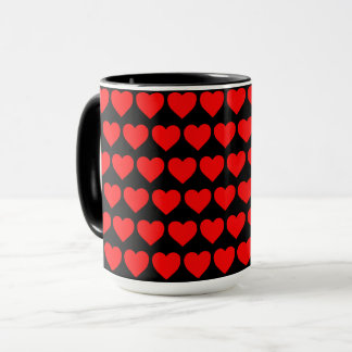 Röda hjärtan design mönster valentin kärlek mugg