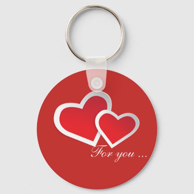 Röda hjärtan för dig.. Anpassa knappnyckelkedja Nyckelring (Framsida)