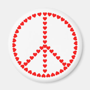 Röda Hjärtan Fredstecken Hippie Magnet
