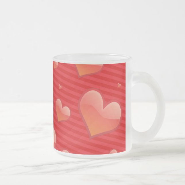 Röda Hjärtan Frostad Glas Mugg (Höger)