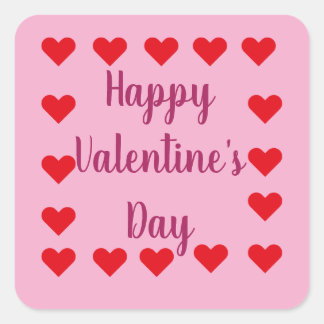 RÖDA HJÄRTAN GOD VALENTINE Sticker Fyrkantigt Klistermärke