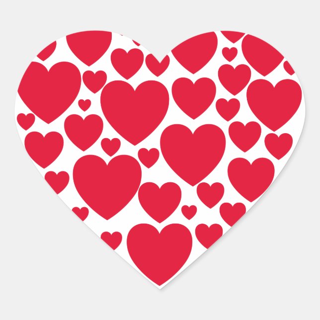 Röda hjärtan hjärtformat klistermärke (Framsida)