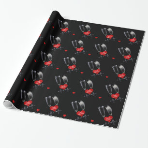 Röda hjärtan i lycklig Valentine Champagne Flute G Presentpapper