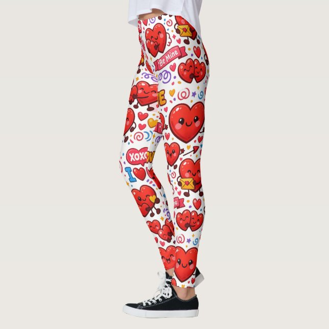 Röda hjärtan kärlek abstrakta Leggings (Vänster)