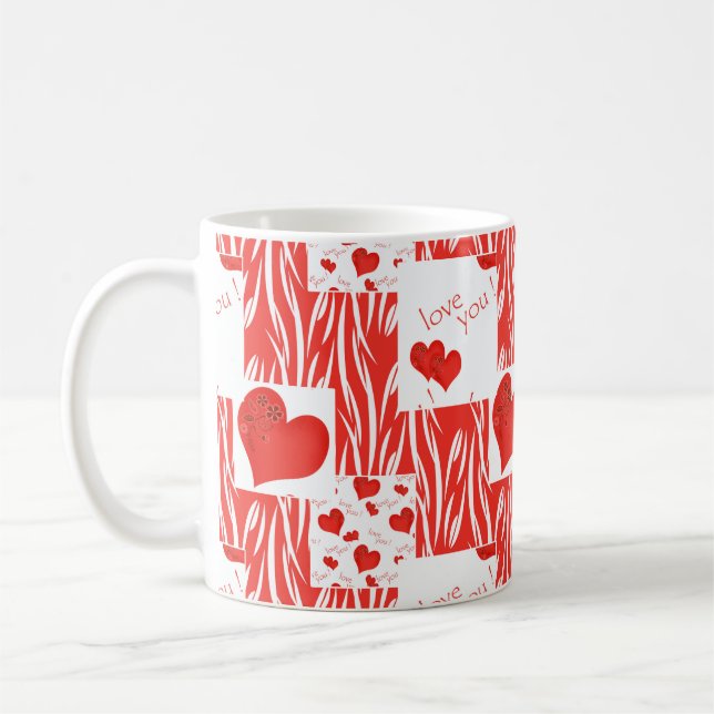 Röda hjärtan, kärlek. kaffemugg (Vänster)