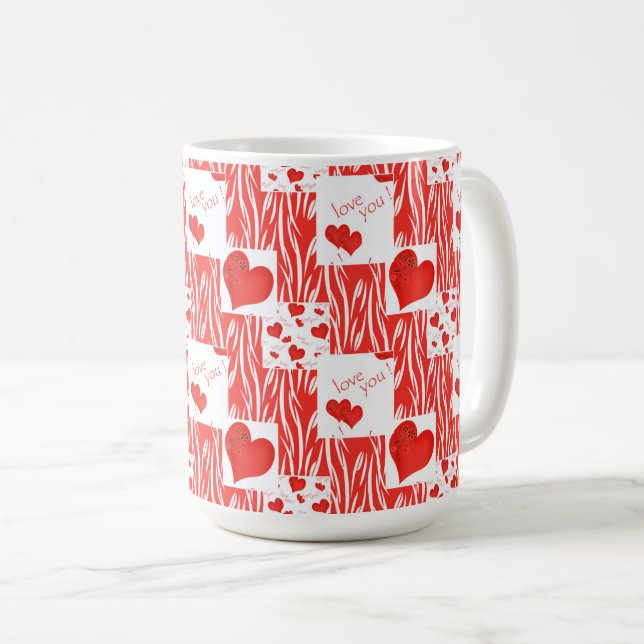 Röda hjärtan, kärlek. kaffemugg (Framsida höger)