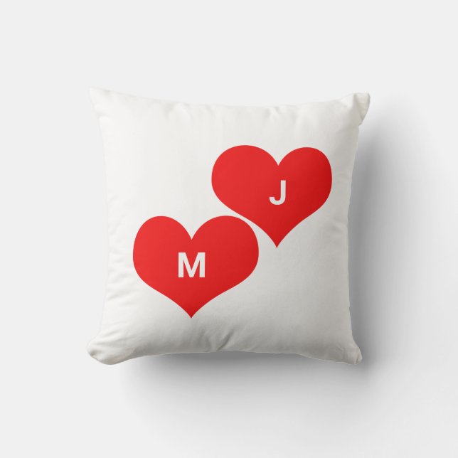 Röda hjärtan Monogram Initial Anpassningsbar Alla  Kudde (Framsida)