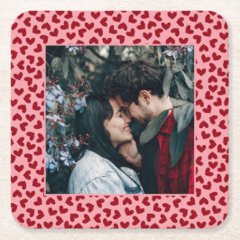 Röda hjärtan mönster 2-anpassningsbarnas foton underlägg papper kvadrat