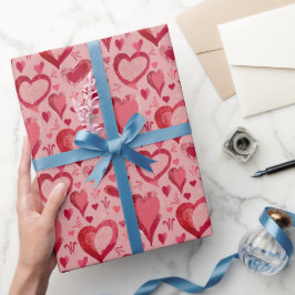 Röda Hjärtan Mönster Teckning Alla hjärtans dag Presentpapper