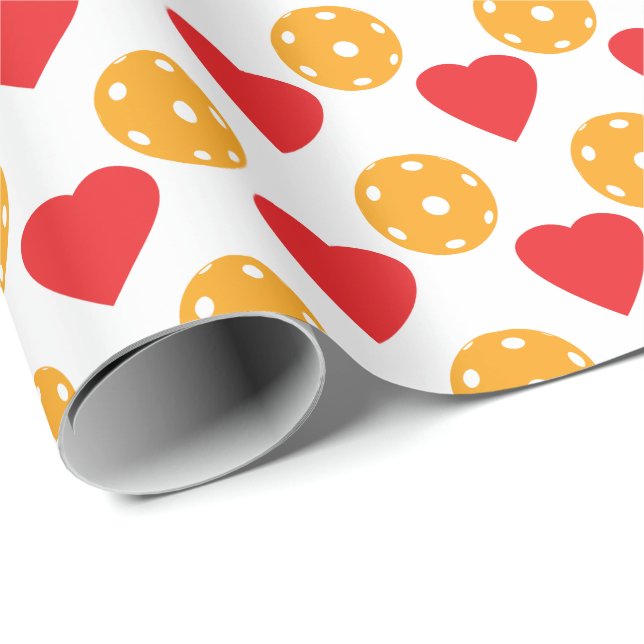 Röda hjärtan och orange picklebollar presentpapper (Rullad Hörn)