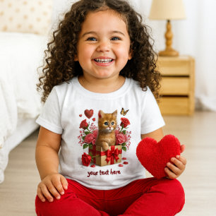 Röda hjärtan och rosor Ginger Kitty Alla hjärtans  T Shirt