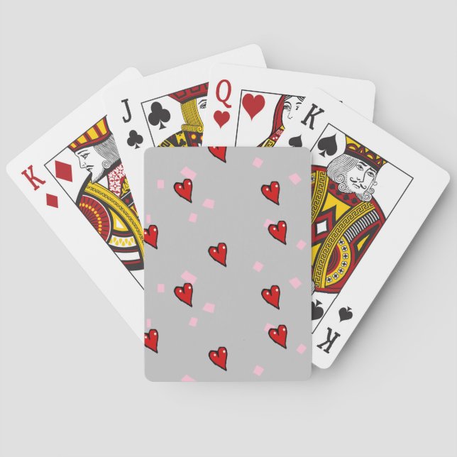 Röda hjärtan på grått casinokort (Baksidan)