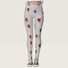 Röda hjärtan på grått leggings