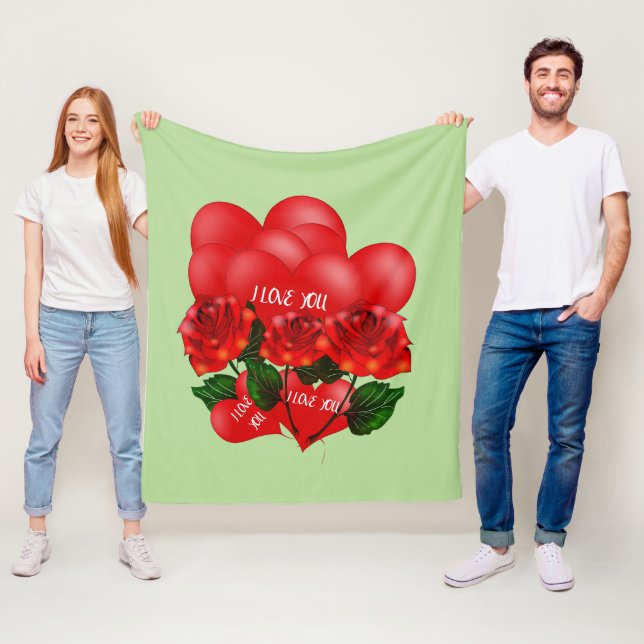 Röda Hjärtan & Rosor Flanellfilt – Romantisk Fleecefilt (På plats)
