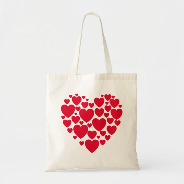 Röda hjärtan, shopping bag tygkasse (Framsidan)
