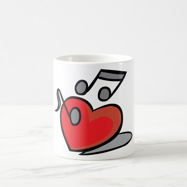 Röda hjärtan sjunger musiknoter kaffemugg (Skapare uppladdad)