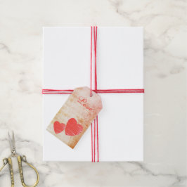 Röda hjärtan slitna valentinpresenttaggar presentetikett