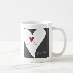 Röda hjärtan Vita duvor i kärlek Rustik modern Kaffemugg