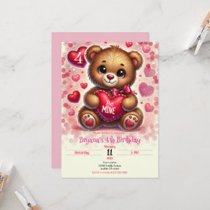 Röda hjärtans alla hjärtans dag Teddybjörn födelse Inbjudningar