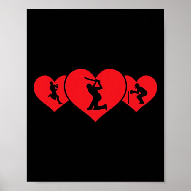 Röda hjärtans cricketspelare kärlek rolig valentin poster (Framsidan)