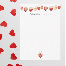 Röda Hjärtans Girlang Valentine Personliggjord Anteckningskort
