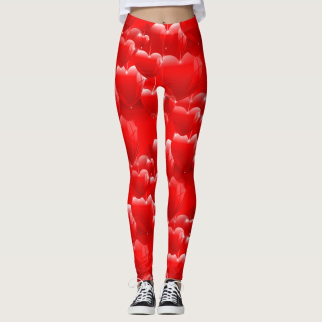 röda hjärtballonger leggings (Framsida)