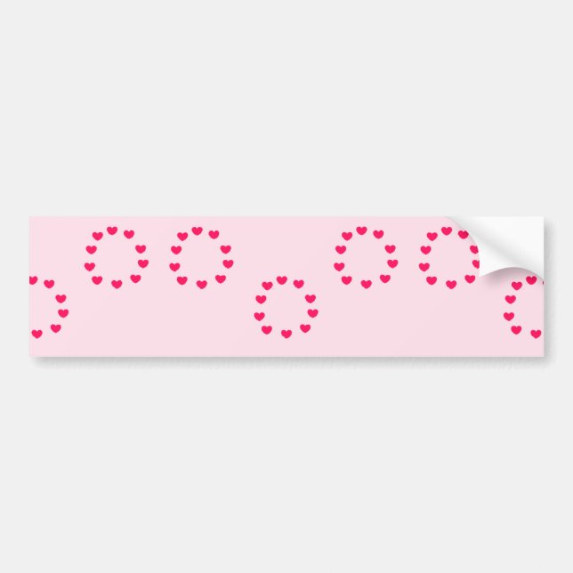 Röda hjärtcirklar på rosa bildekal (Framsidan)