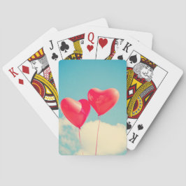 Röda hjärtebubblor mot Cloudy Himlar Casinokort