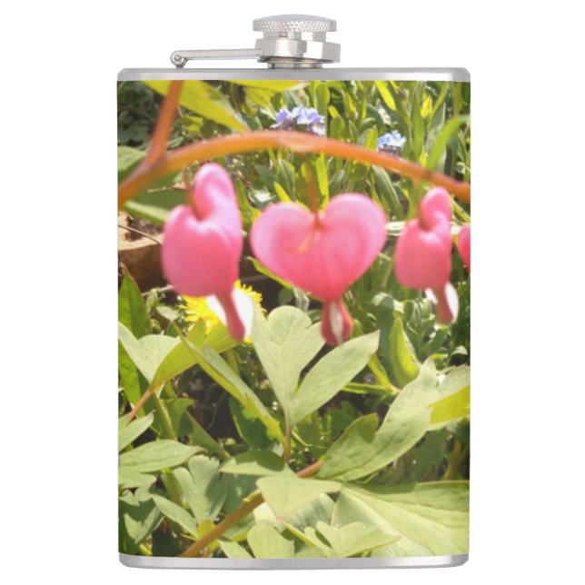 Röda hjärtekolvar fickplunta (Framsidan)