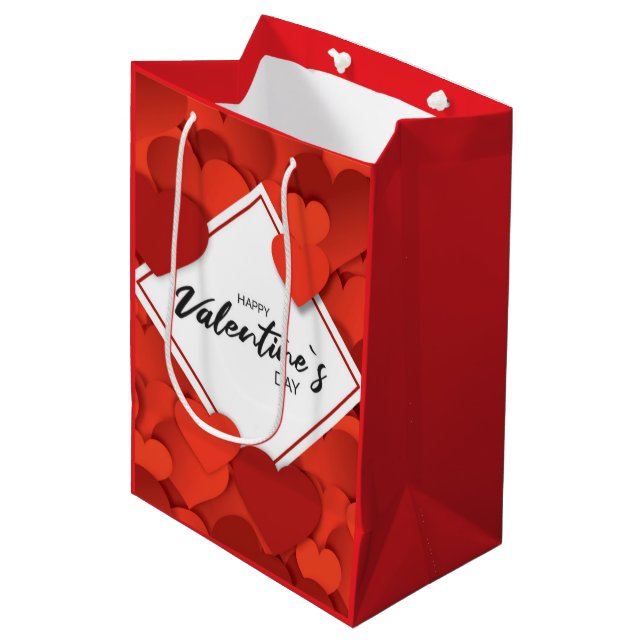 Röda hjärter i lycklig Valentine (Framsidan Vinklad)