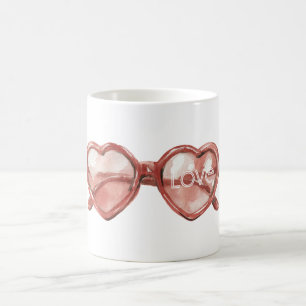 Röda Hjärtformade Glasögon Kärlek Kaffemugg