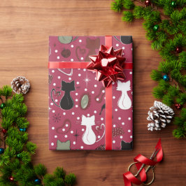 Röda hjärtkatter i mitten presentpapper