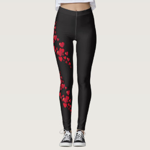 Röda hjärtklappningar leggings