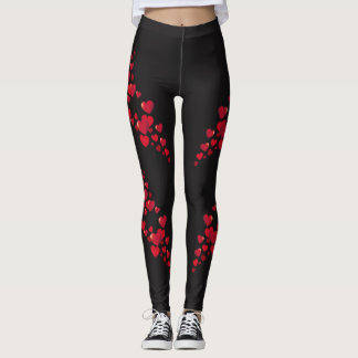 Röda hjärtklappningar leggings
