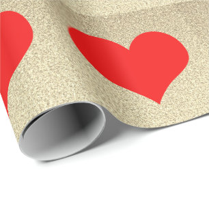 Röda hjärtmönster Bröllop Guld Glitter Modern Presentpapper