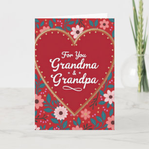 Röda hjärtmönster Mormor Morfar Kort