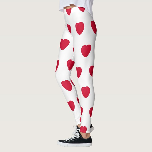 Röda hjärtmönstrade leggings (“Wear your heart on your legs ❤️”)
