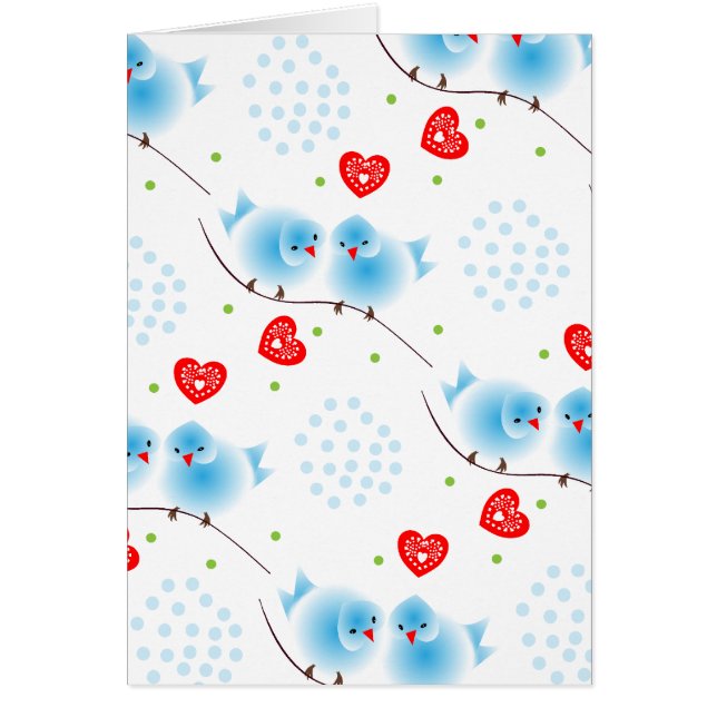 Röda hjärtor för gullig nyckfull fluffig blåttlove hälsningskort (Framsidan)