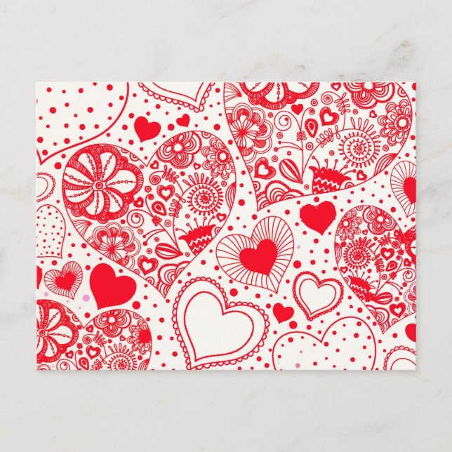 Röda hjärtor för valentin dag helg vykort (Framsida)
