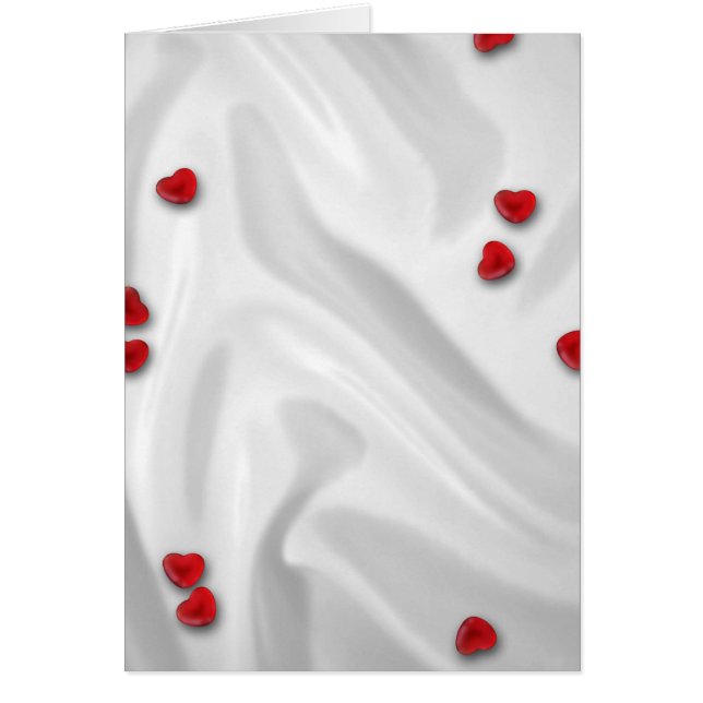 Röda hjärtor över silkekort OBS kort (Framsidan)